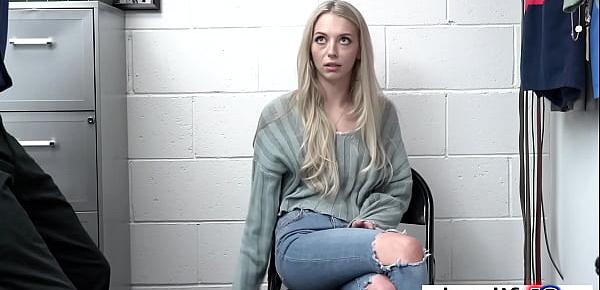  Petite teen Lily Larimar fucks hard in the policemans office after he caught her